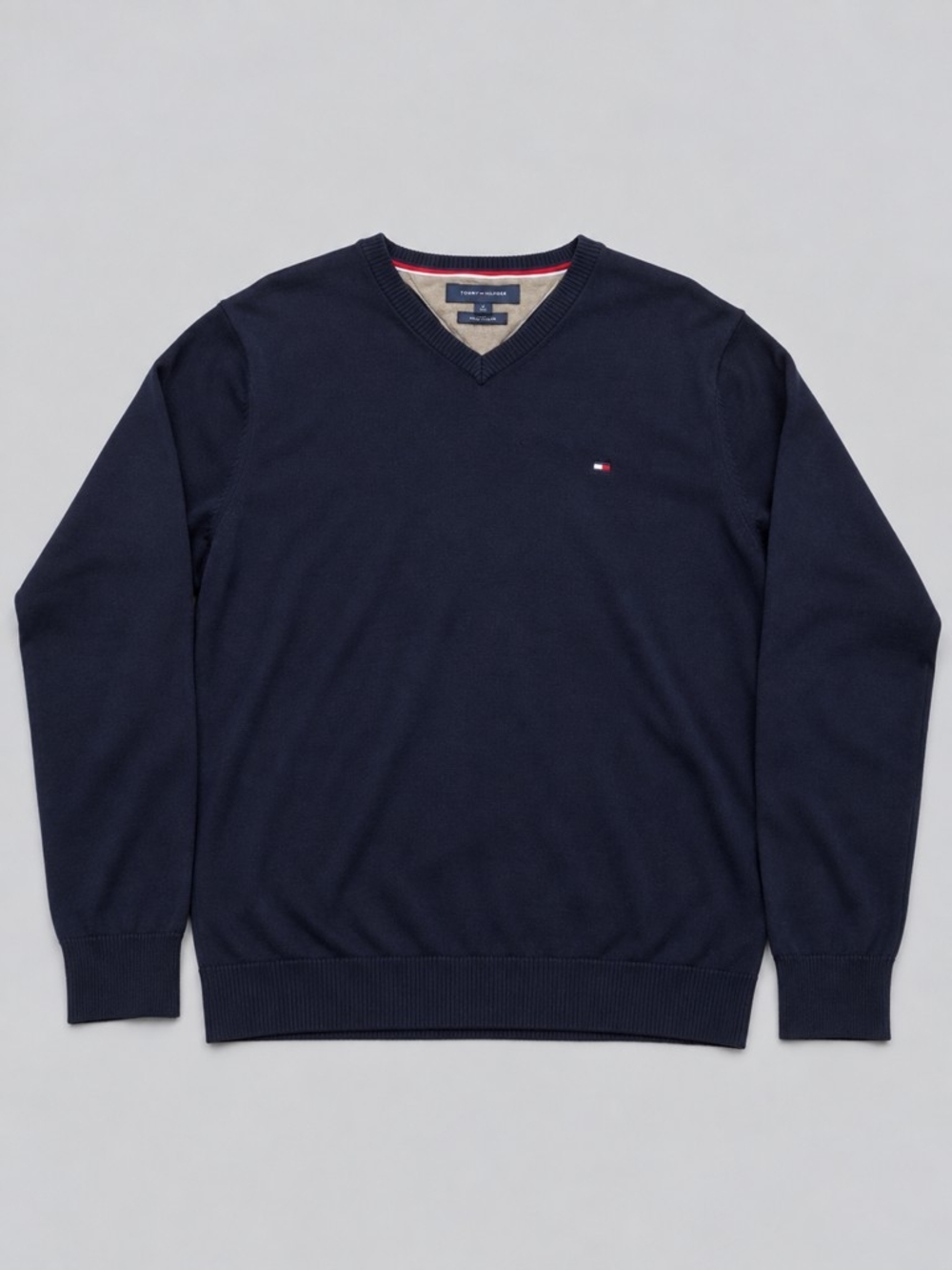 Tommy Hilfiger Men's V-Neck Sweater in Navy Blue